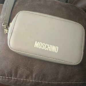 Moschino Gray Clutch with matching luggage tags (2)